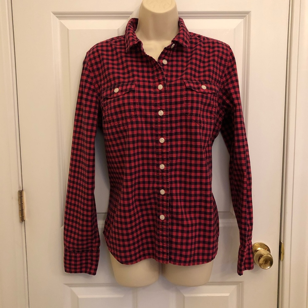 Tommy Hilfiger Women’s Lg Red & Black Button Down